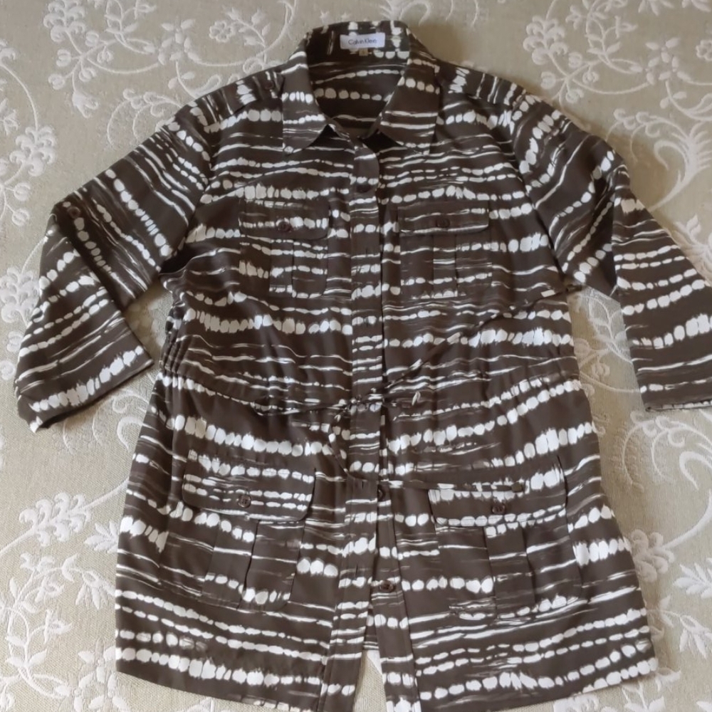 Calvin Klein cinch waist blouse.